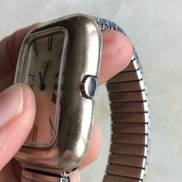 Vintage Emerich Meerson Paris Solid Sterling Silver Tank Rectangle Case Watch - Picture 6 of 9